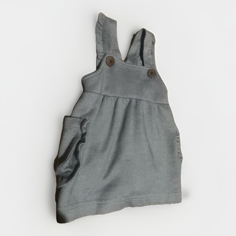 Milkbarn Blue Knit Overall Jumper Dress Baby Girl 3-6 mos Organic Cotton Ruffle